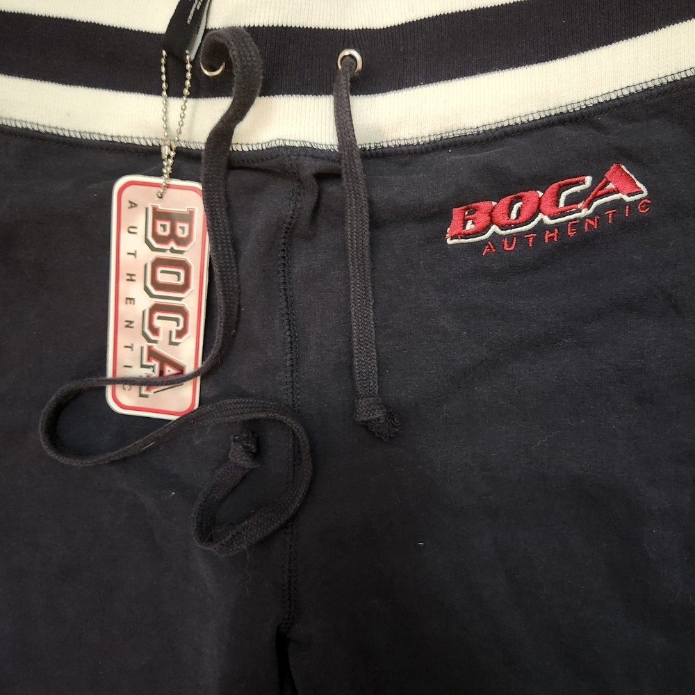 Boca deadstock y2k Auth Large  Black‎ Sweatpants Striped Waistband Drawstring - Picture 3 of 5